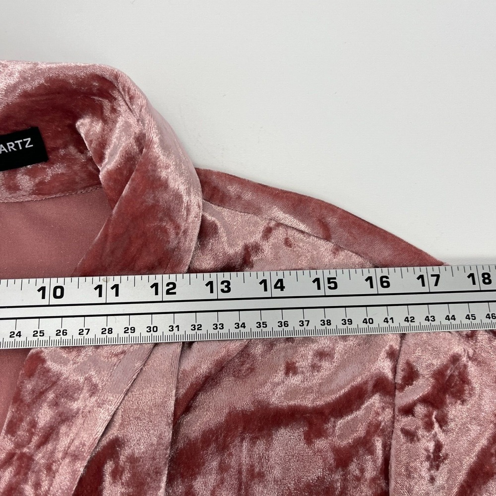 Allen Schwartz Pink Crushed Velvet Open Blazer Sz M Holiday Feminine - Picture 11 of 16